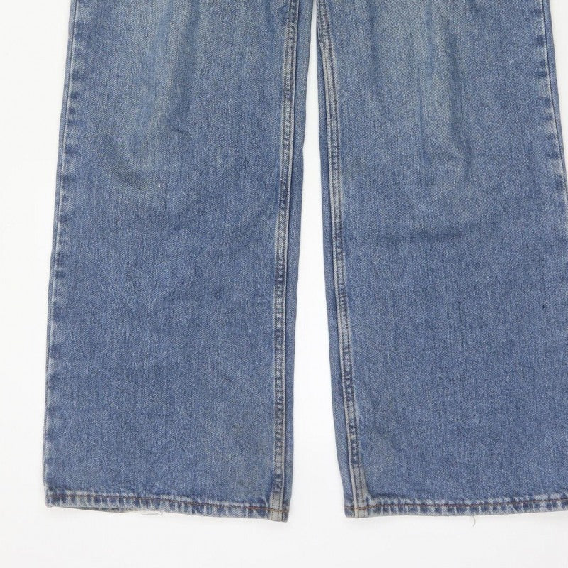 Roxy Women’s Blue Wide-Leg High Rise 24 Cotton Denim Jeans
