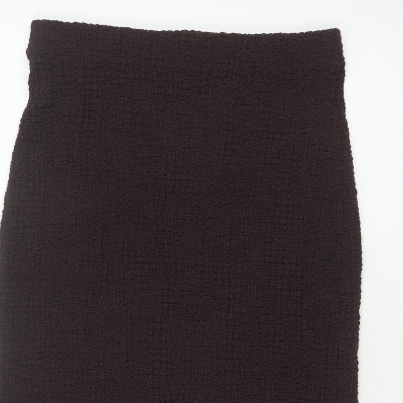 Marks and Spencer Women Brown UK 14 Stretch Knit Midi Pencil Skirt