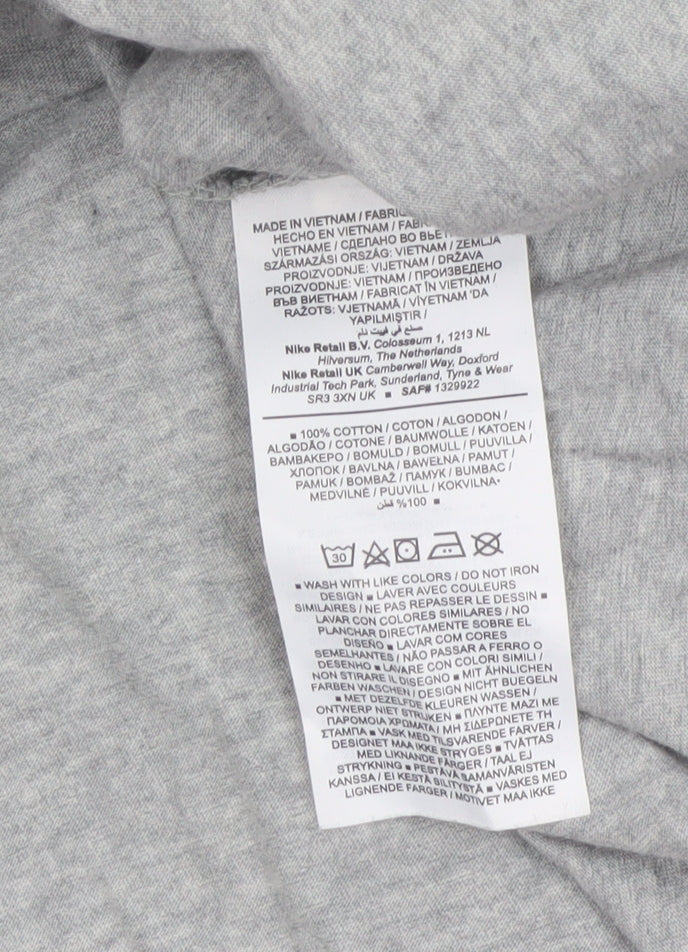 Nike Women Grey 3XL Long Sleeve Logo Crew Neck Basic T-Shirt