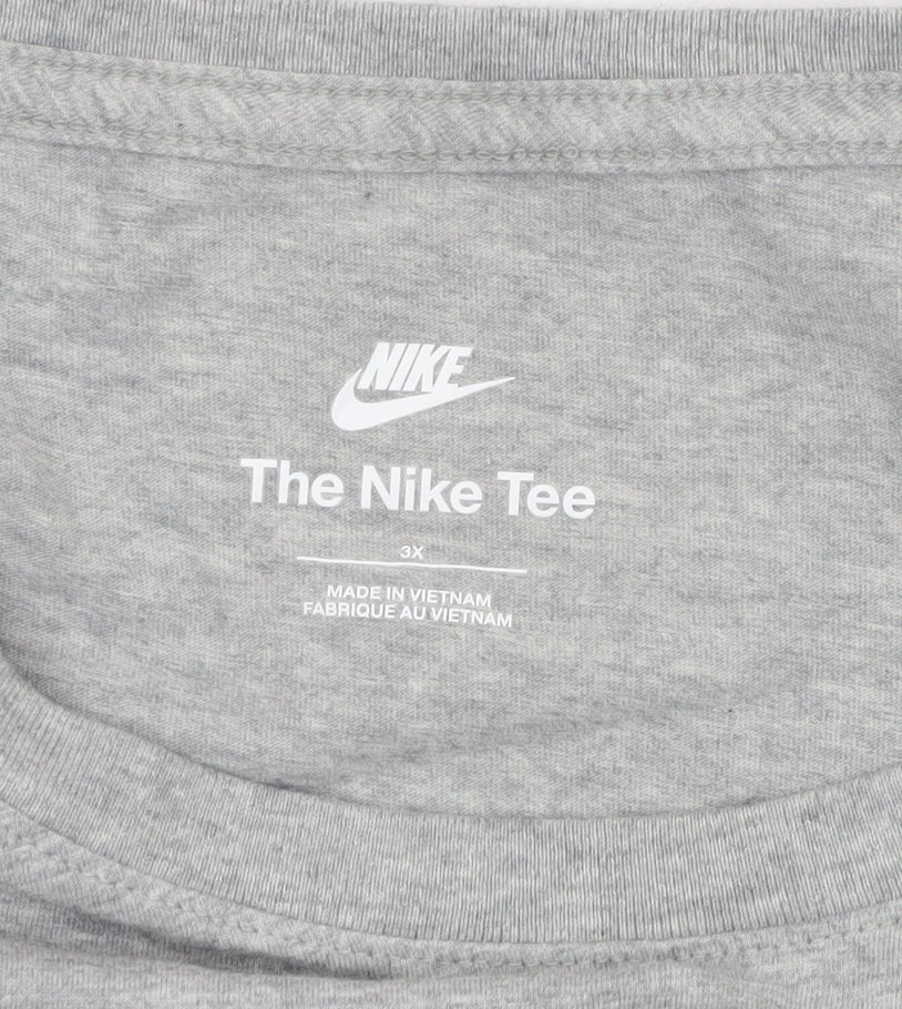 Nike Women Grey 3XL Long Sleeve Logo Crew Neck Basic T-Shirt