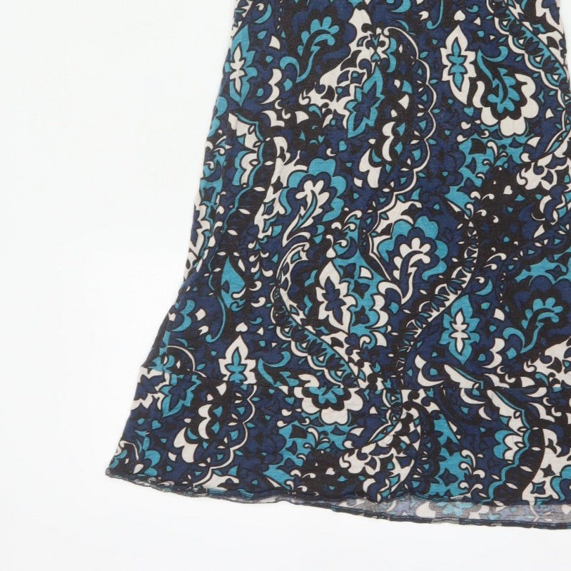 Miss Selfridge Women Blue Floral Fit & Flare Knee Length Dress UK 10