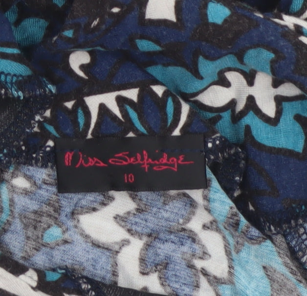 Miss Selfridge Women Blue Floral Fit & Flare Knee Length Dress UK 10