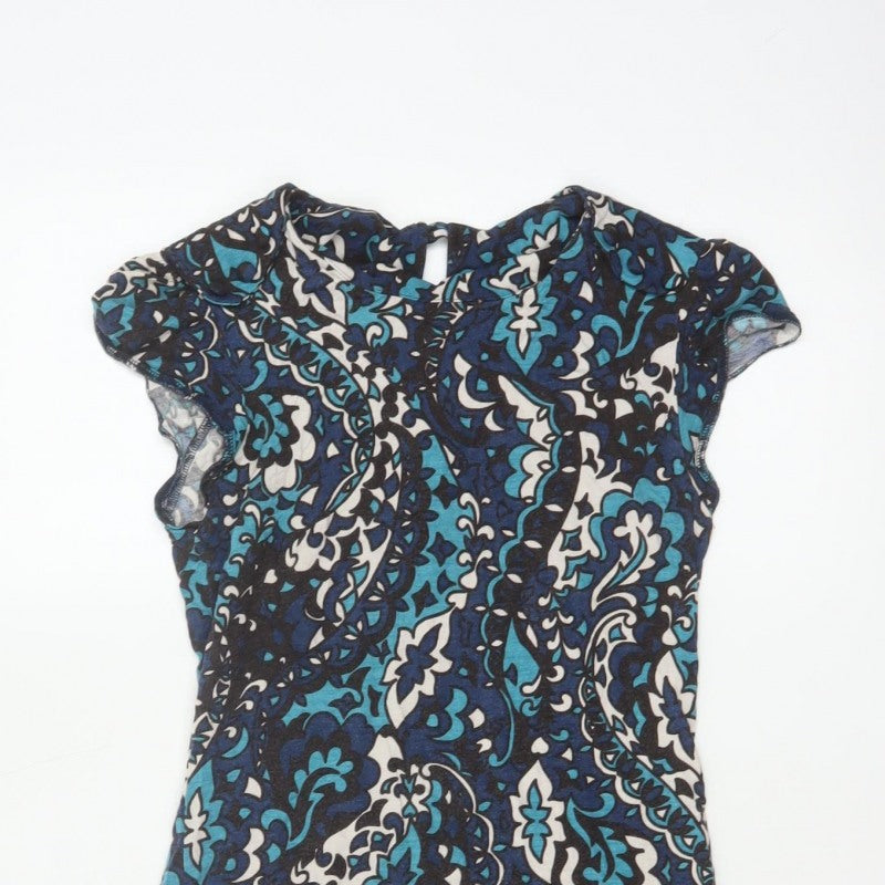 Miss Selfridge Women Blue Floral Fit & Flare Knee Length Dress UK 10