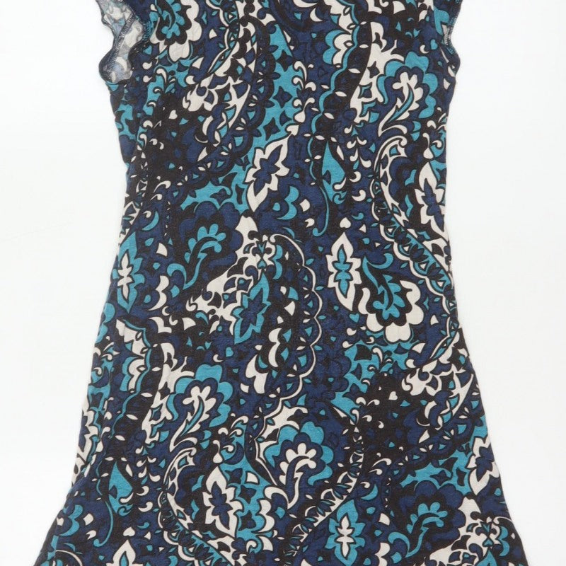 Miss Selfridge Women Blue Floral Fit & Flare Knee Length Dress UK 10