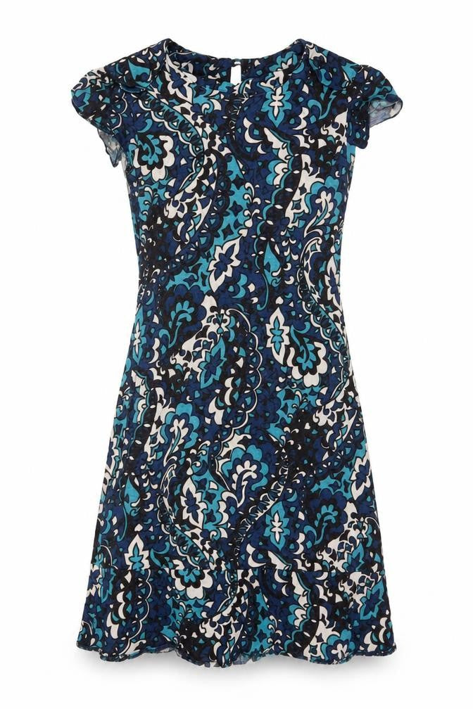 Miss Selfridge Women Blue Floral Fit & Flare Knee Length Dress UK 10