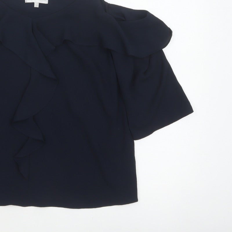 RJR John Rocha Women’s Navy UK 12 Cold Shoulder Ruffle Camisole Blouse
