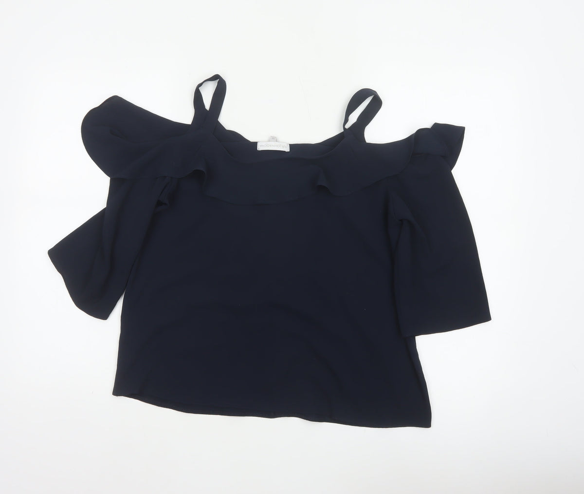 RJR John Rocha Women’s Navy UK 12 Cold Shoulder Ruffle Camisole Blouse