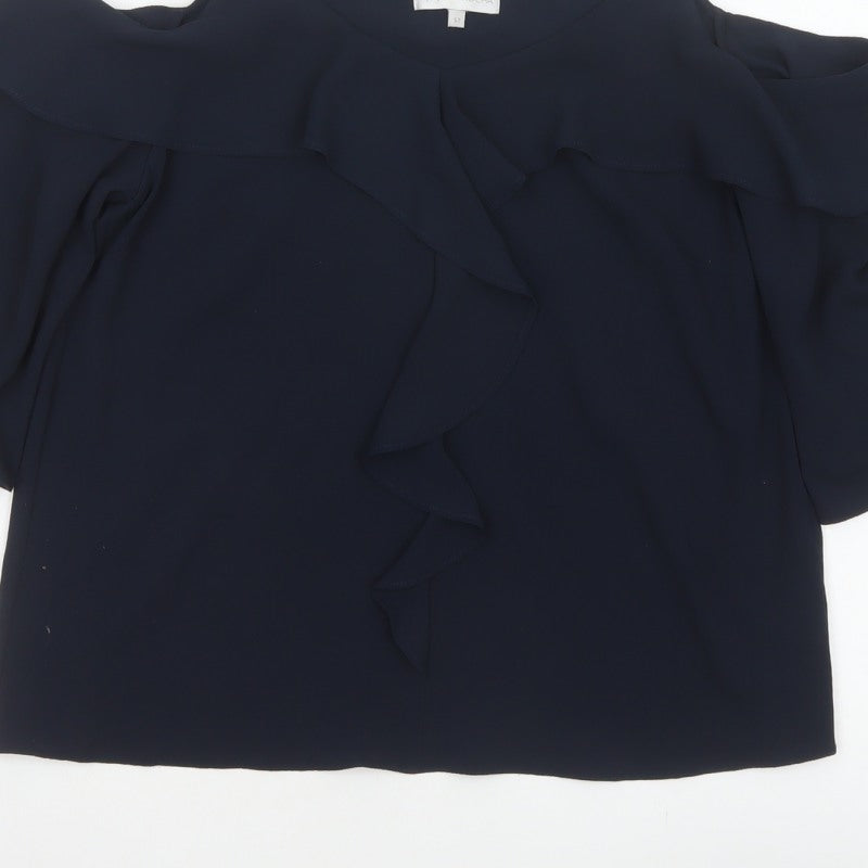 RJR John Rocha Women’s Navy UK 12 Cold Shoulder Ruffle Camisole Blouse
