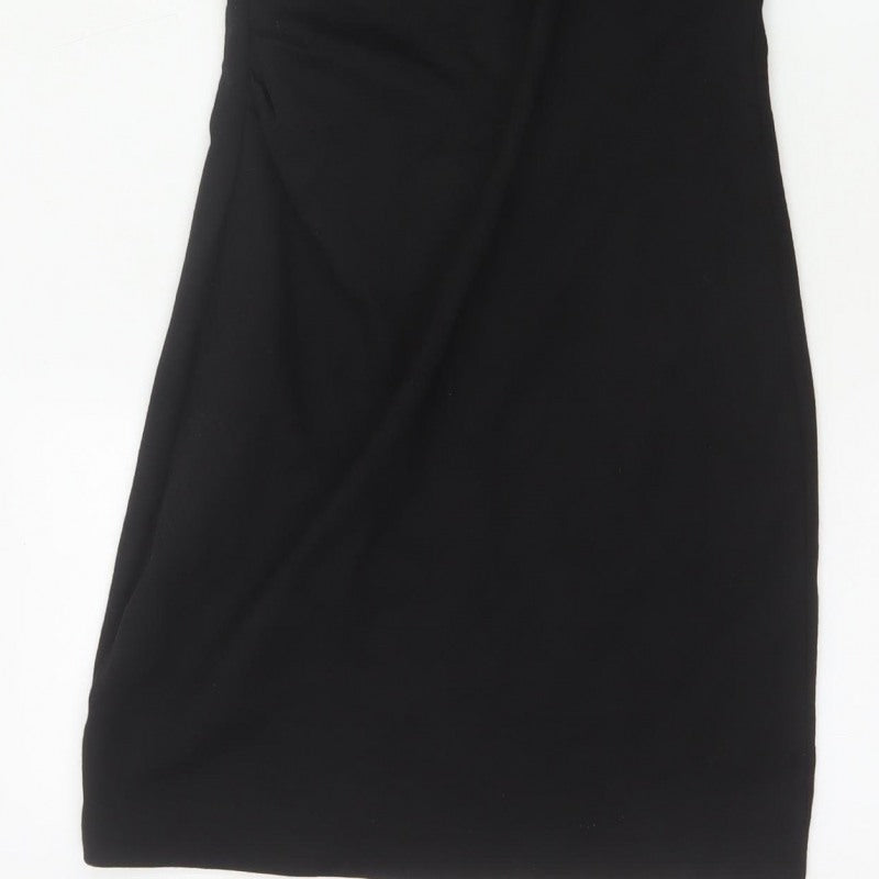 Mango Women Black S Sheath Knee Length Sleeveless Formal Dress
