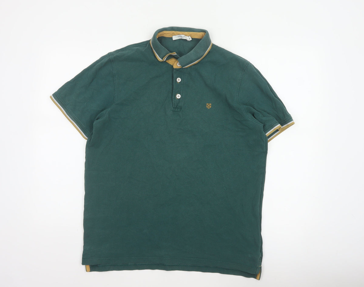 Premium by Jack & Jones Men’s Green XL Cotton Embroidered Polo Shirt