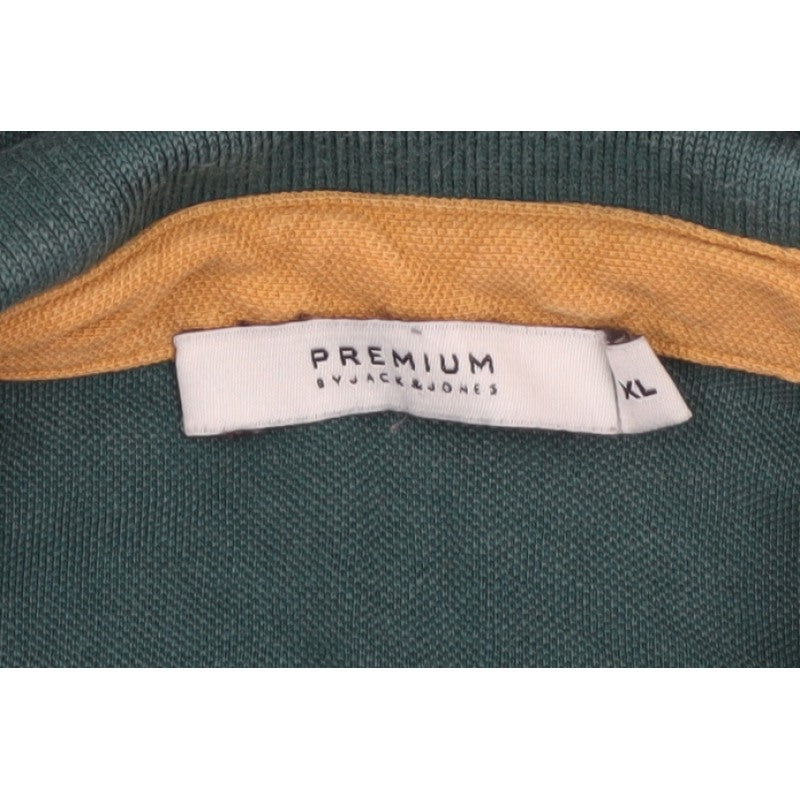 Premium by Jack & Jones Men’s Green XL Cotton Embroidered Polo Shirt