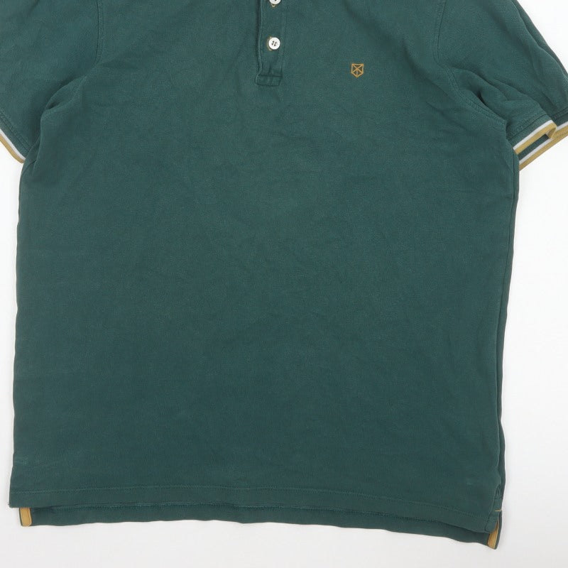 Premium by Jack & Jones Men’s Green XL Cotton Embroidered Polo Shirt