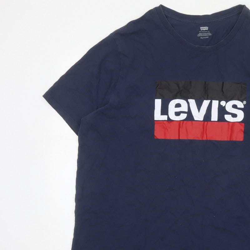 Levi's Men Blue 2XL Logo Graphic Print Crew Neck T-Shirt