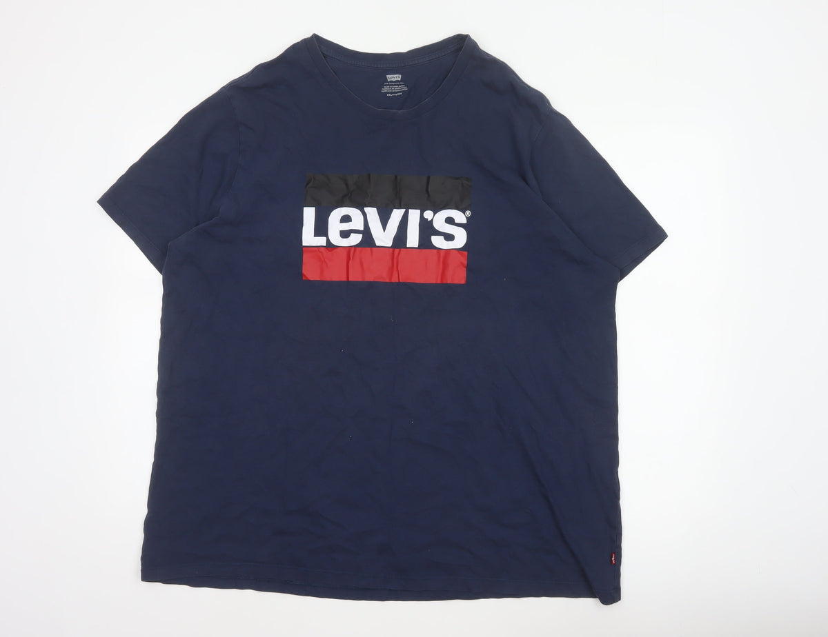 Levi's Men Blue 2XL Logo Graphic Print Crew Neck T-Shirt