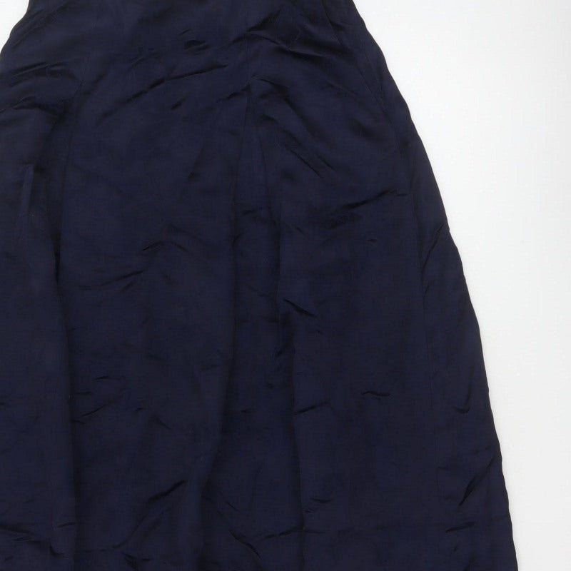 Jaeger Women’s Blue UK 12 A-Line Lined Viscose Midi Skirt