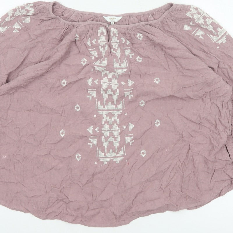 Cotton Traders Women Pink UK 18 Boho Embroidered Geometric Tunic Blouse