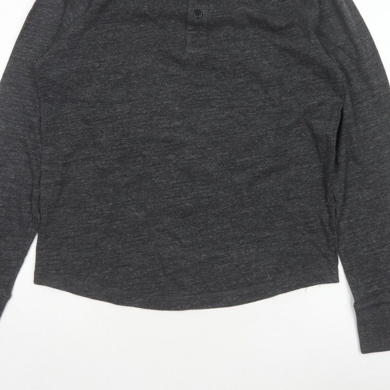 GAP Men’s Grey Size S Long Sleeve Cotton Blend Henley Button Top