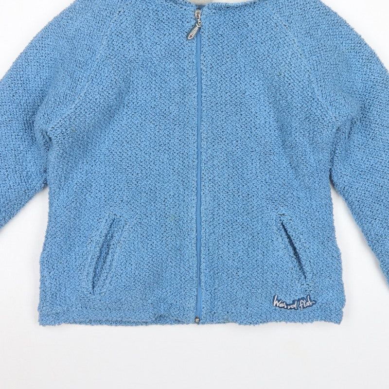 Weird Fish Women Blue M Hooded Fleece Full Zip Jacket