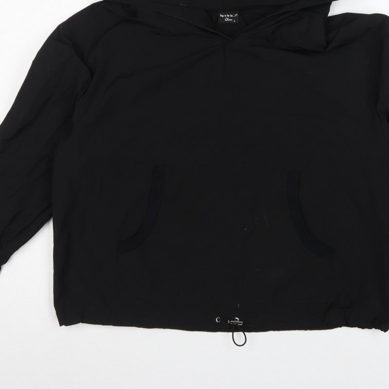 by o la la Glam Women’s Black L Hooded Anorak Jacket Kangaroo Pocket