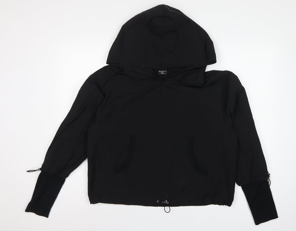 by o la la Glam Women’s Black L Hooded Anorak Jacket Kangaroo Pocket