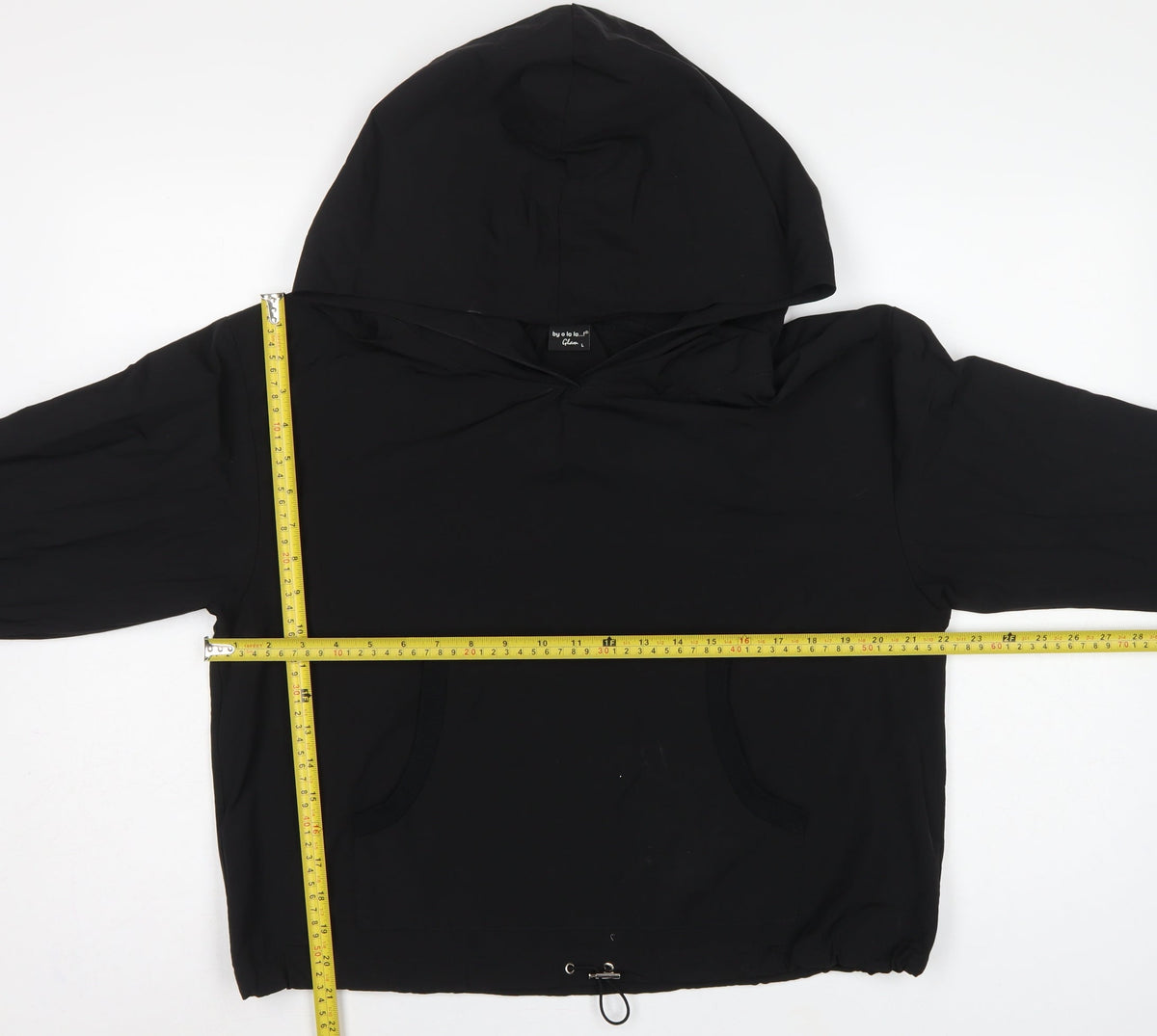 by o la la Glam Women’s Black L Hooded Anorak Jacket Kangaroo Pocket