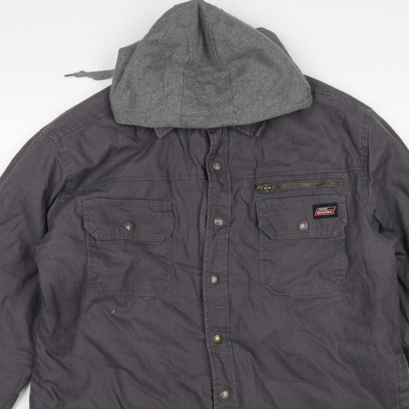 Dickies Men's Grey L Basic Hooded Cotton Workwear Jacket Lined