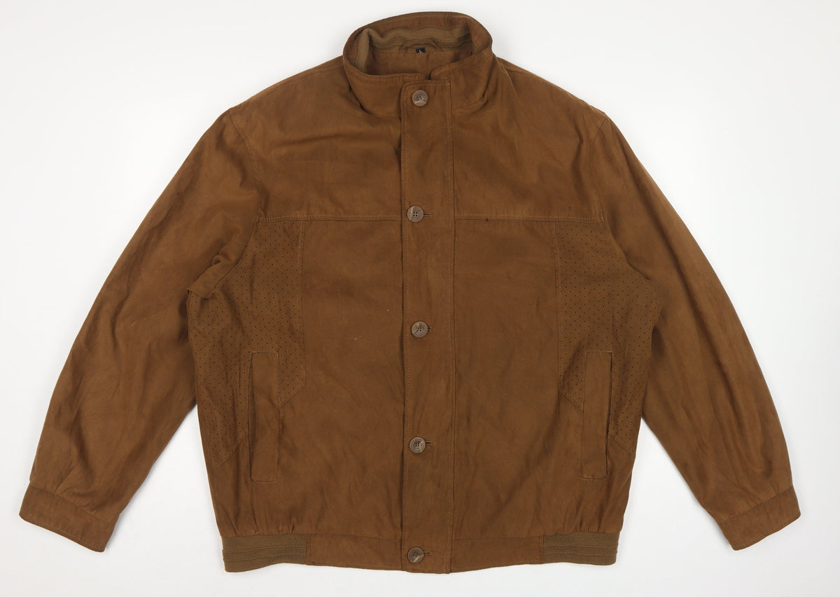 Baxa Peklu Men’s Brown Large Basic Jacket Faux Suede Stand Collar