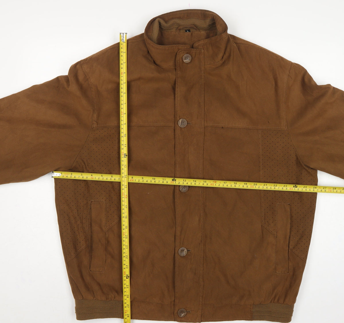 Baxa Peklu Men’s Brown Large Basic Jacket Faux Suede Stand Collar