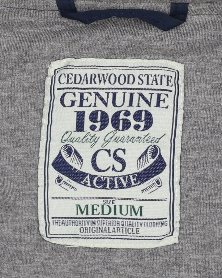 Cedarwood State Men’s Blue Medium Hooded Bomber Jacket Full Zip