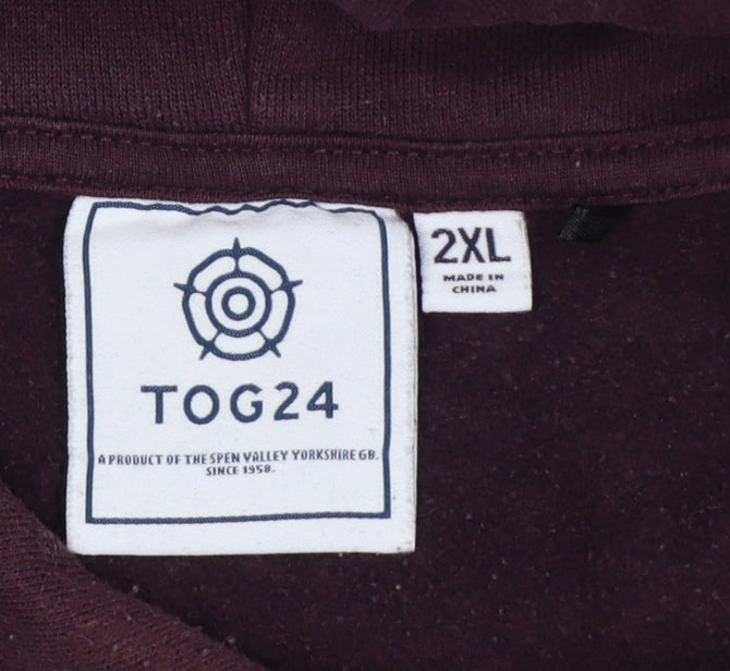 TOG24 Men’s Brown 2XL Pullover Hoodie Logo Pocket Cotton Blend