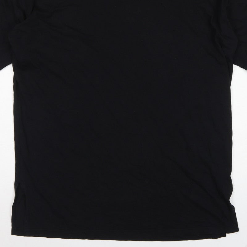 ASOS Women Black L Oversized High Neck Cotton Basic T-Shirt