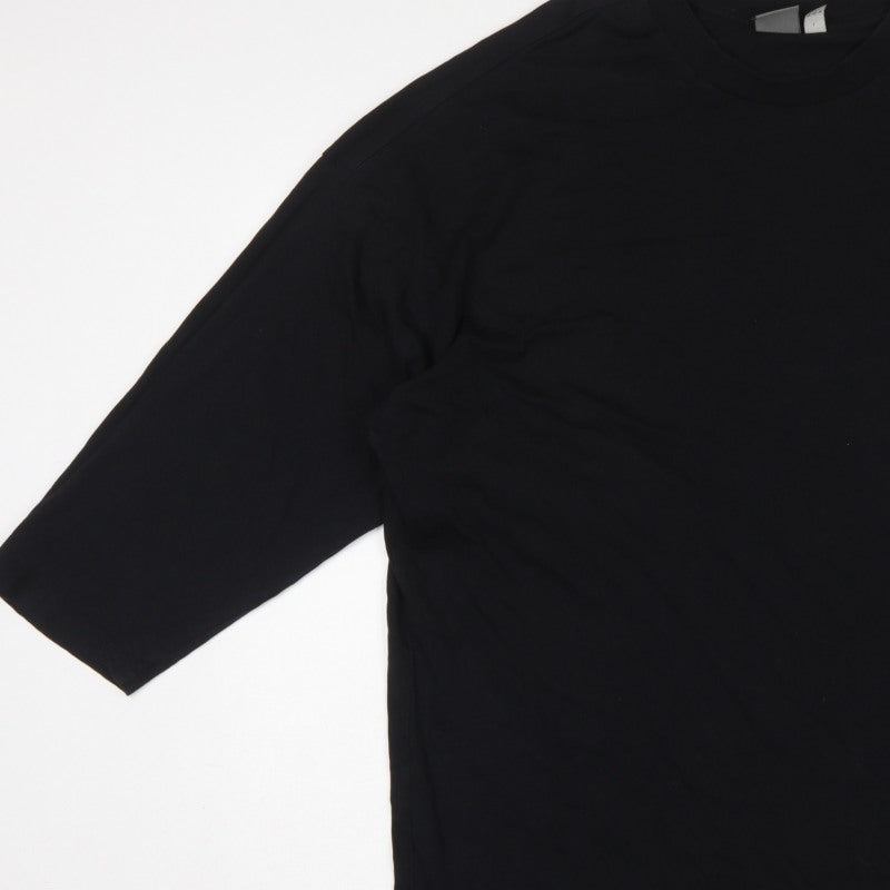 ASOS Women Black L Oversized High Neck Cotton Basic T-Shirt