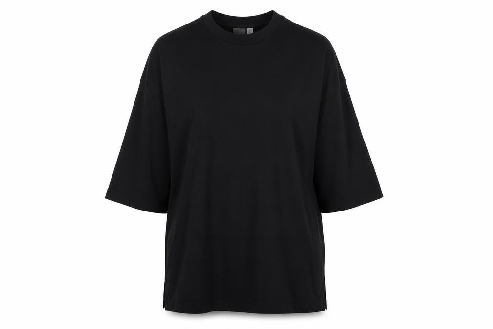 ASOS Women Black L Oversized High Neck Cotton Basic T-Shirt