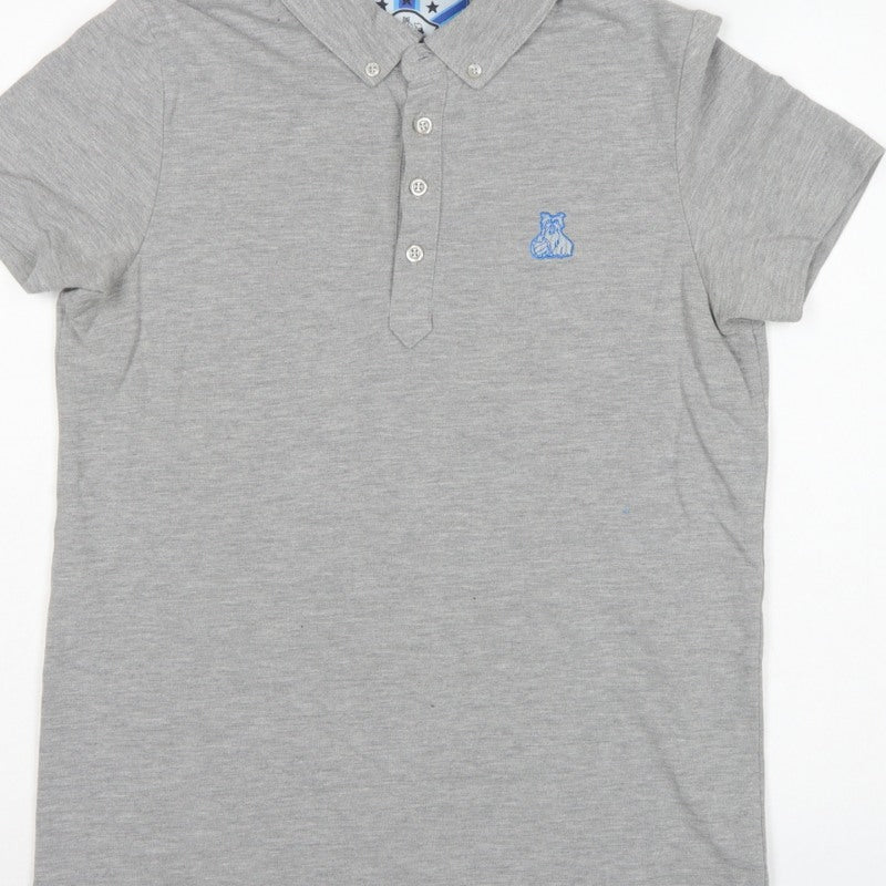 Additional view of Huddersfield Town Men’s Grey M Football Embroidered Polo Shirt