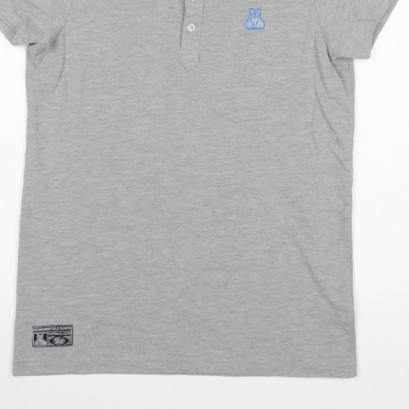 Additional view of Huddersfield Town Men’s Grey M Football Embroidered Polo Shirt