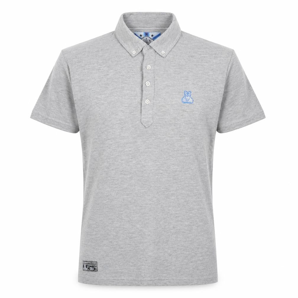Front view of Huddersfield Town Men’s Grey M Football Embroidered Polo Shirt
