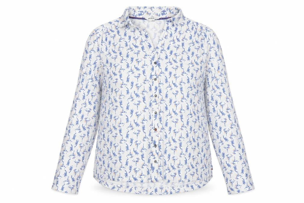 White Stuff Women White Floral Cotton Button-Up Shirt UK 14 Petite