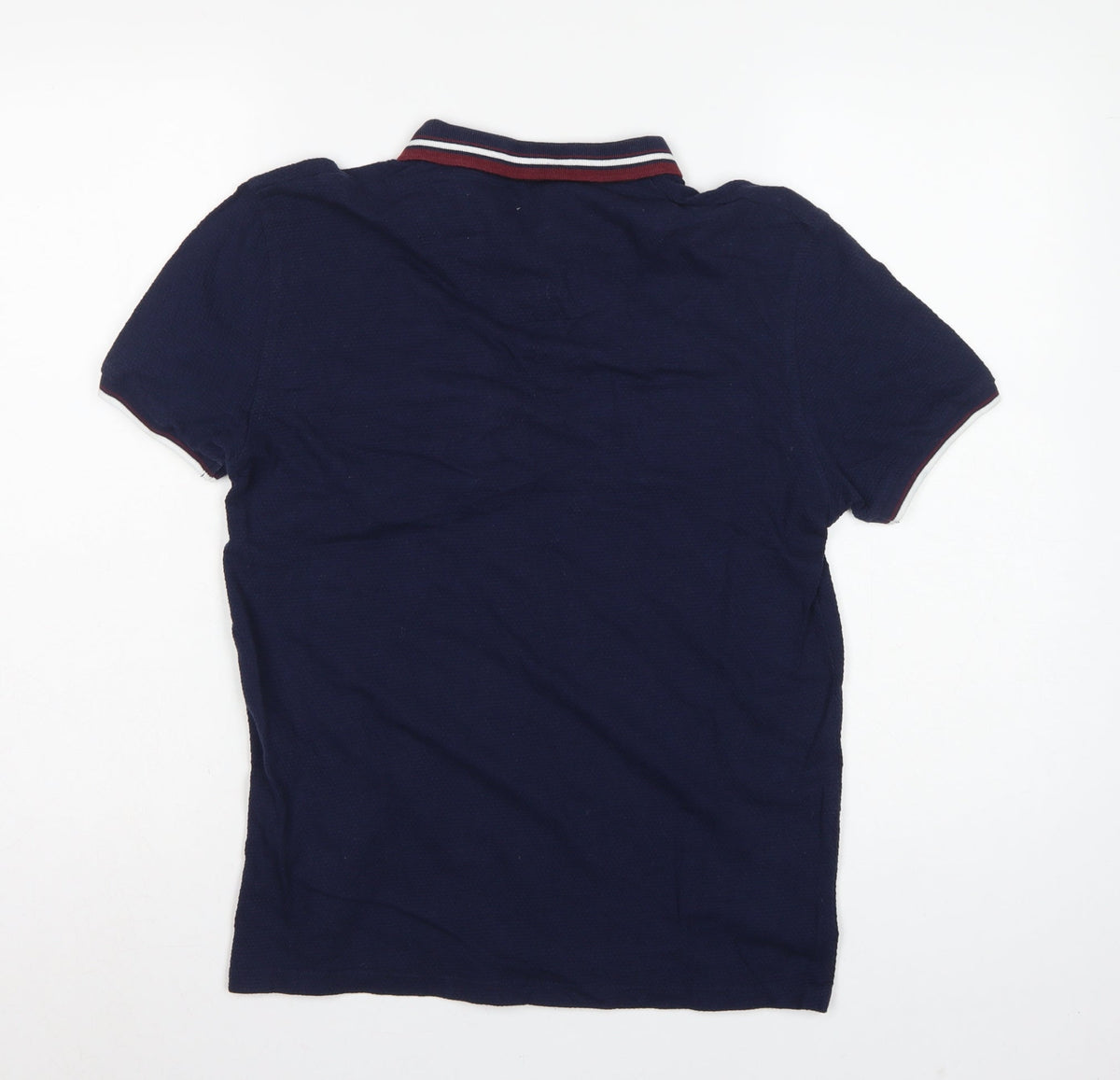 2nd Chapter Men's Blue S Cotton Piqué Short Sleeve Polo Contrast Pocket