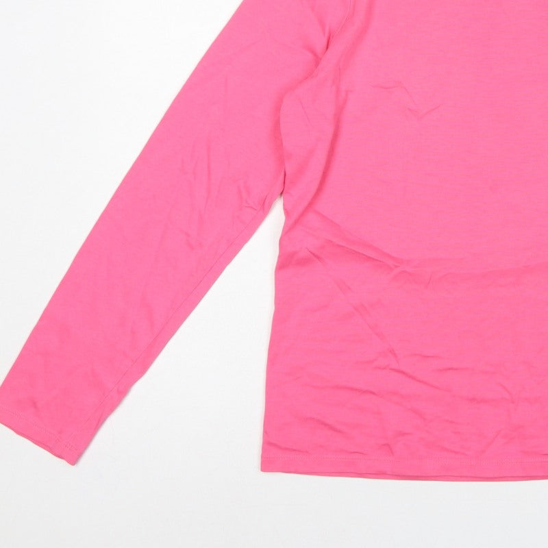 Lands' End Women Pink XS Petite Basic Cotton Long Sleeve T-Shirt