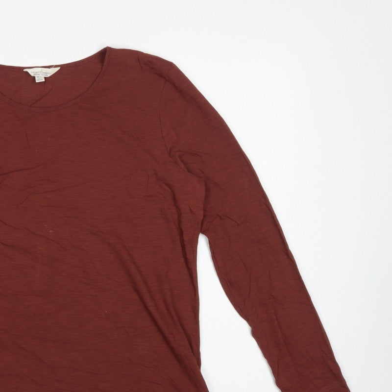 Seasalt Cornwall Women Brown UK 14 Basic Organic Cotton Scoop Neck Top