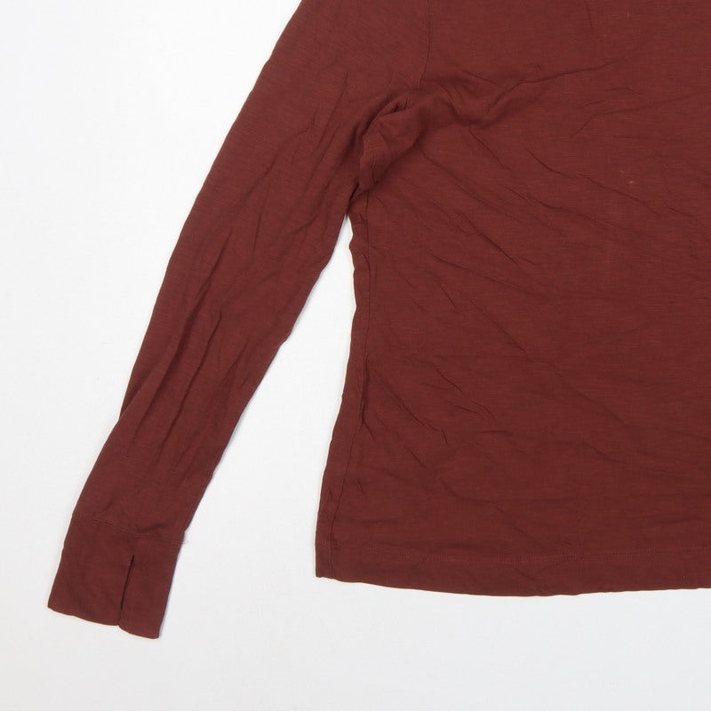 Seasalt Cornwall Women Brown UK 14 Basic Organic Cotton Scoop Neck Top