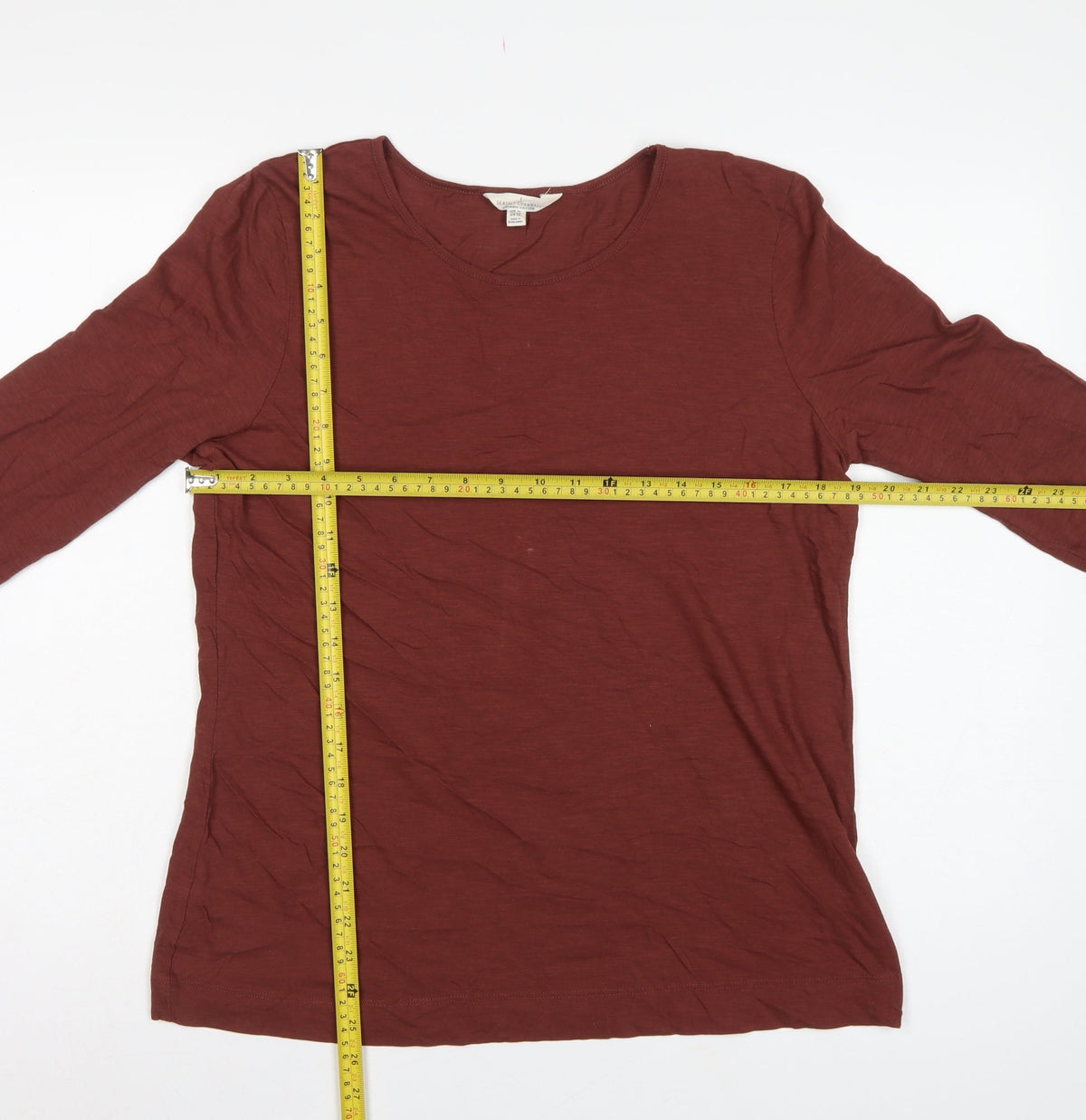 Seasalt Cornwall Women Brown UK 14 Basic Organic Cotton Scoop Neck Top