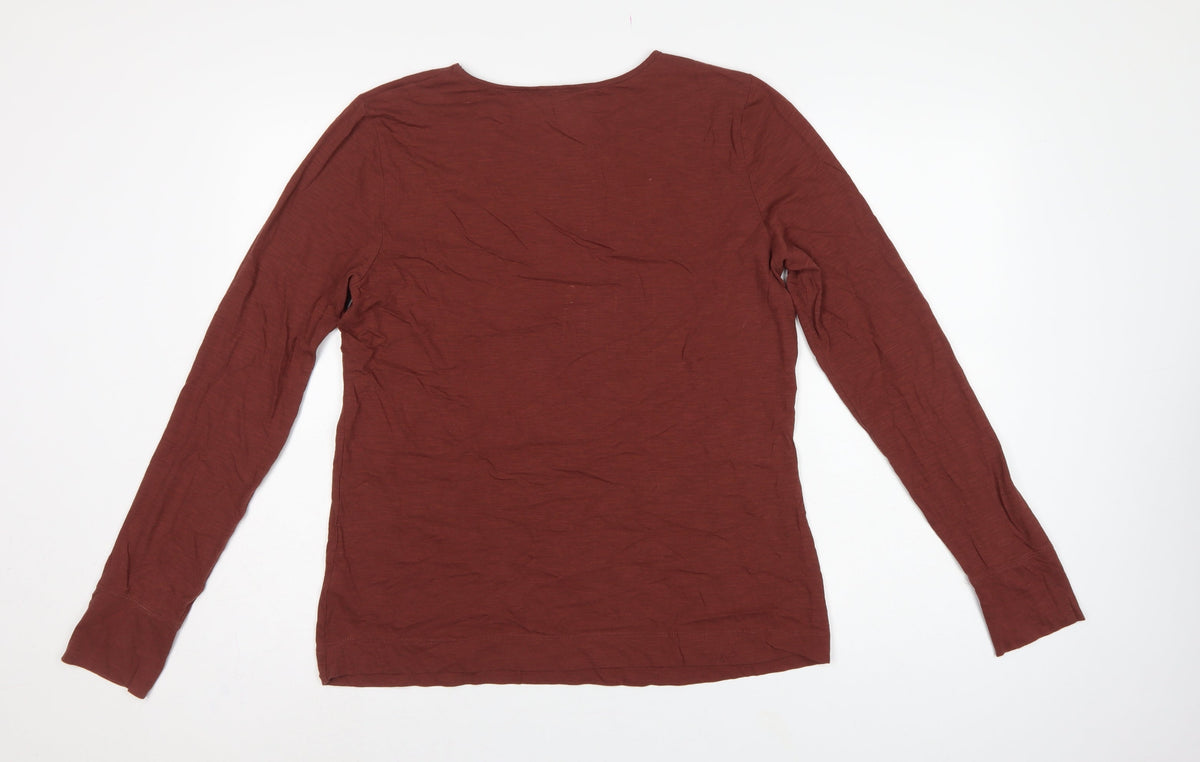 Seasalt Cornwall Women Brown UK 14 Basic Organic Cotton Scoop Neck Top
