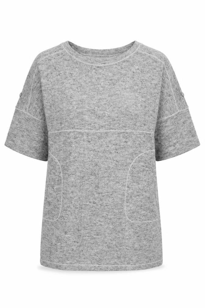 Max Studio Women Grey M Basic Short Sleeve Raglan Pocket T-Shirt