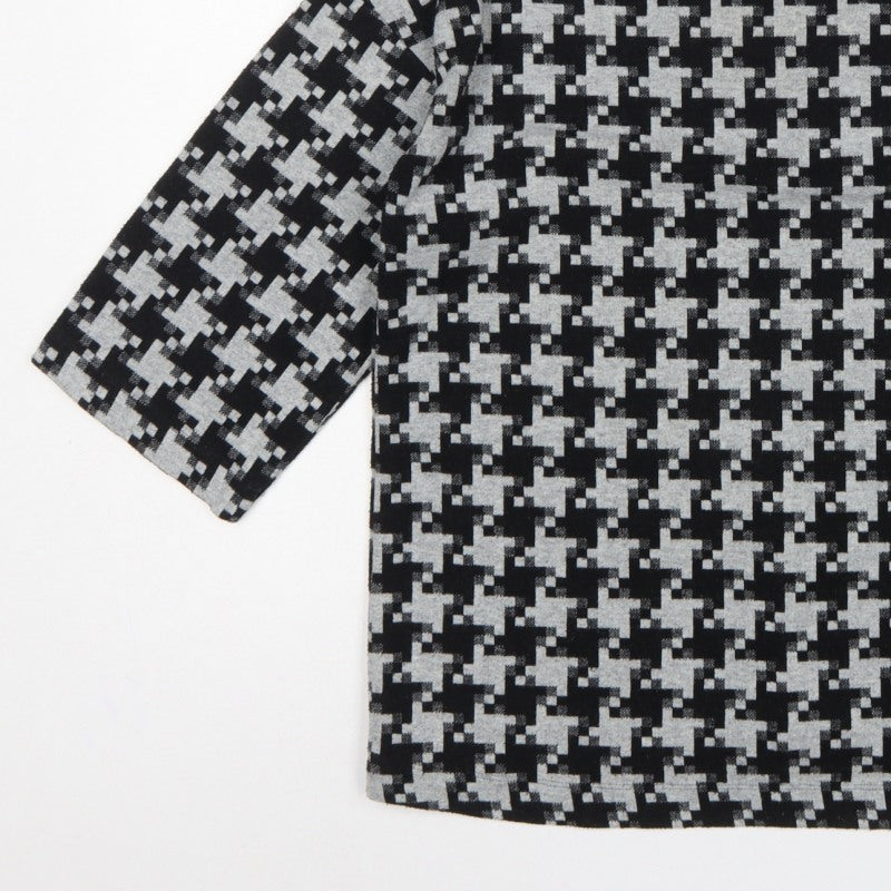 Next Women Black Grey UK 12 Geometric Knit Zip Tunic Blouse