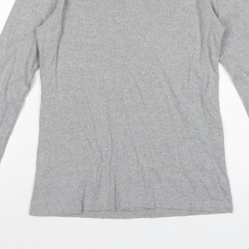 Racing Green Women's Grey Size 10 Basic V-Neck Long Sleeve Cotton T-Shirt