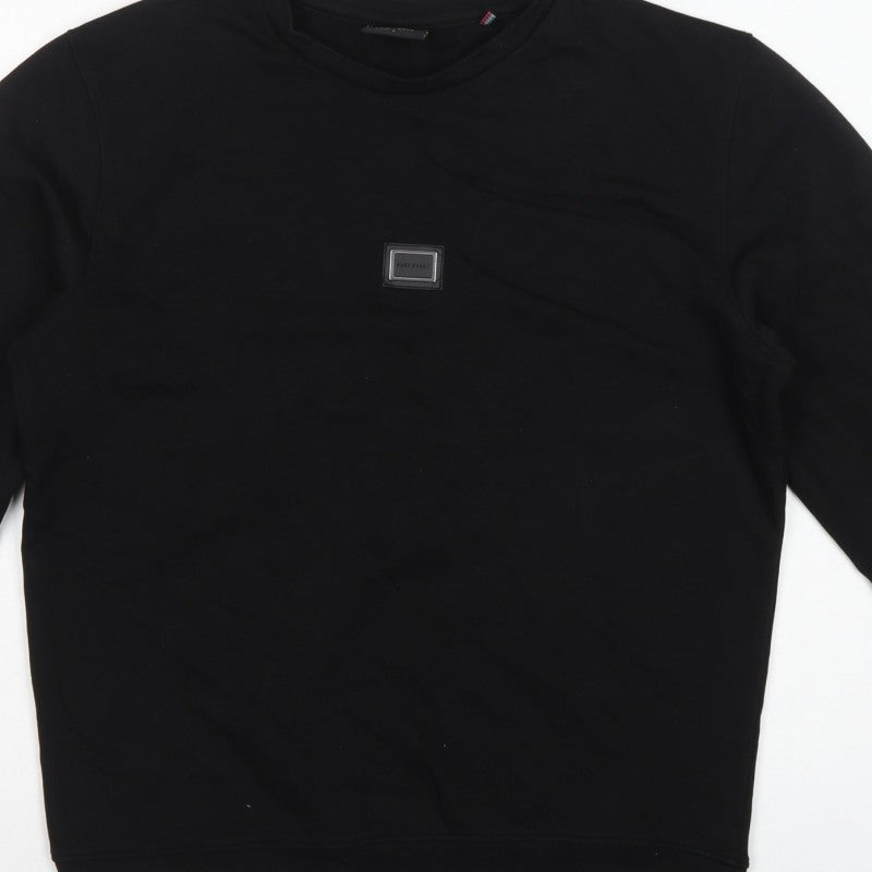 Rare Rabbit Women’s Black S Pullover Crew Neck Logo Sweatshirt