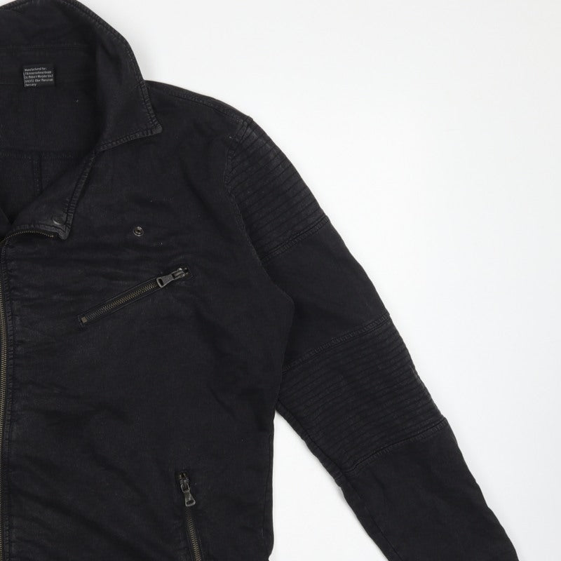 Urban Classics Men’s Black L Biker Jacket Cotton Zip Pockets