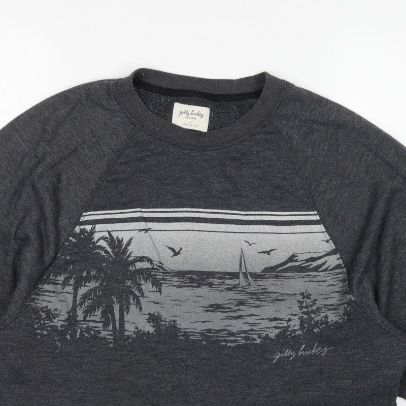 Gilly Hicks Women’s Grey S Cropped Crew Neck Beach Graphic Sweatshirt