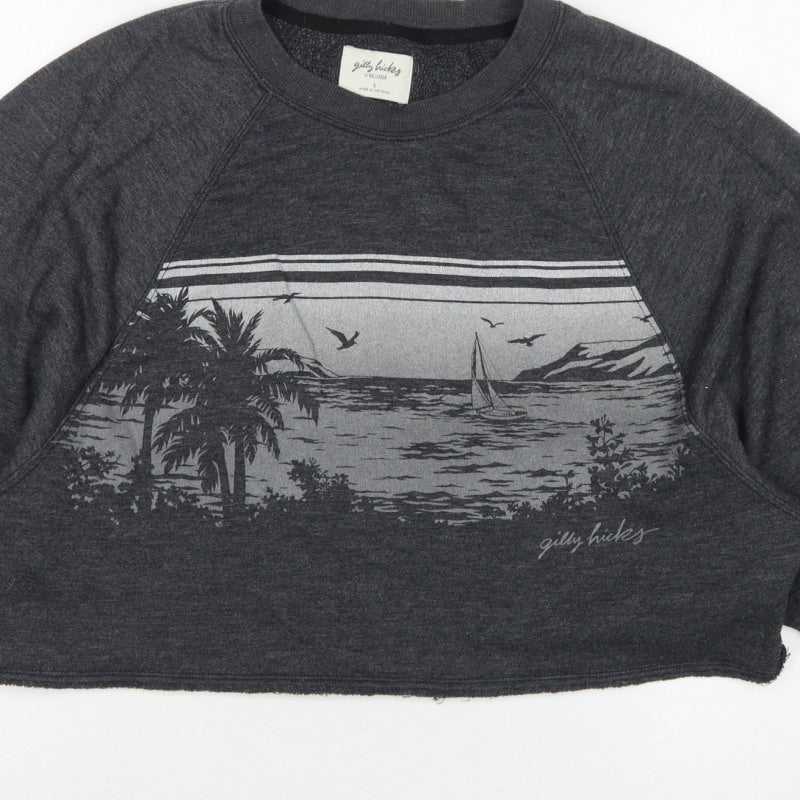 Gilly Hicks Women’s Grey S Cropped Crew Neck Beach Graphic Sweatshirt